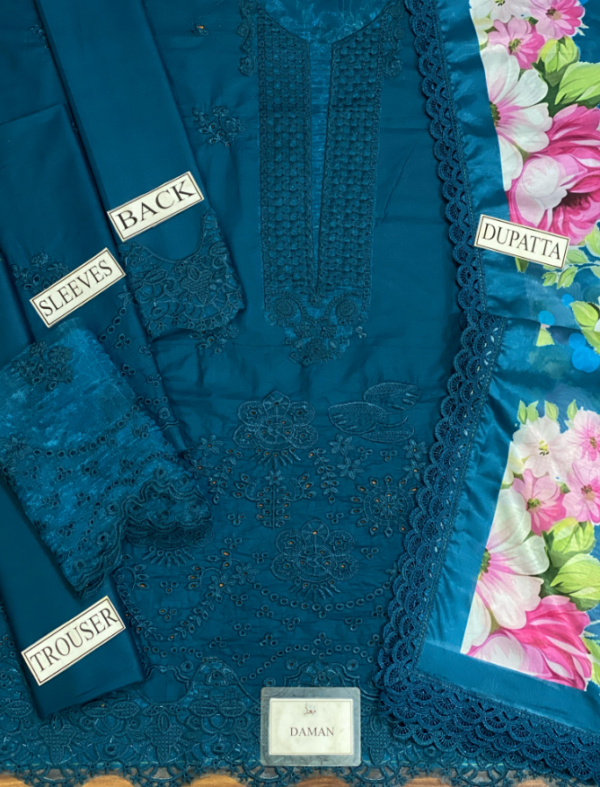 Heavy embroidery Chikankari Front With Heavy embroidery daman - Image 2