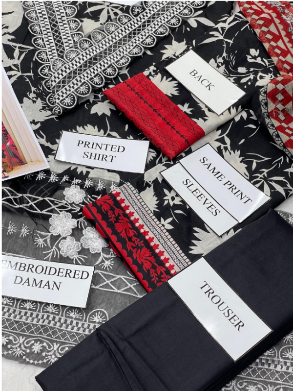 BLACK WITH RED DUPATTA | WHITE FLOWER | ZAINAB CHOTTANI - Image 4