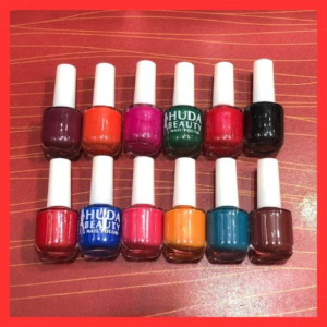 06 Pcs Huda Beauty Nail Paint Set with FREE Nail Polish Remover – Pack of 2 | Multicolor
