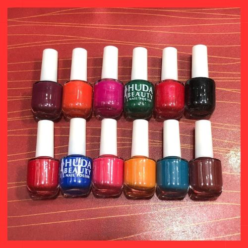 06 Pcs Huda Beauty Nail Paint Set with FREE Nail Polish Remover – Pack of 2 | Multicolor